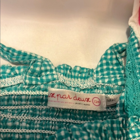 Deux par Deux Green and Pink Camisole with Smocked Bodice - Picture 2 of 6